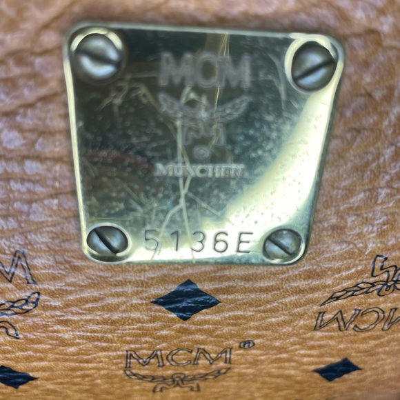 MCM Visetos Cognac Tote Bag - minor wear to corners and scratch on hardware - Picture 15 of 16